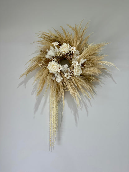 Neutral Plush flower Wreath